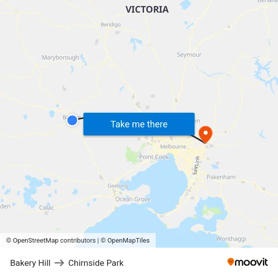 Bakery Hill to Chirnside Park map