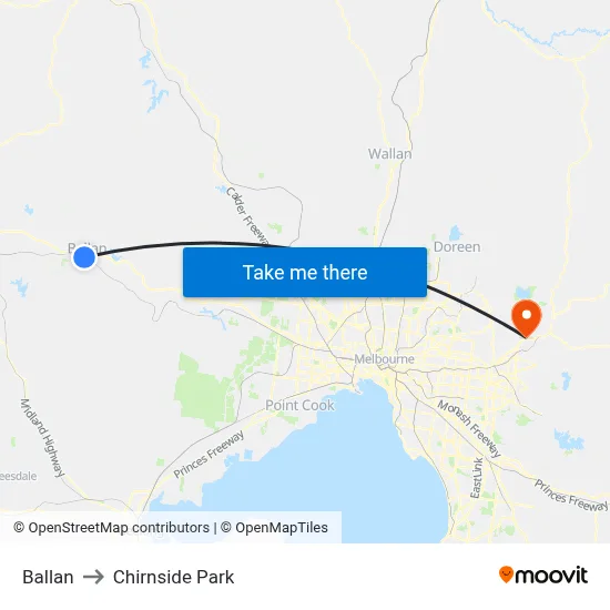 Ballan to Chirnside Park map
