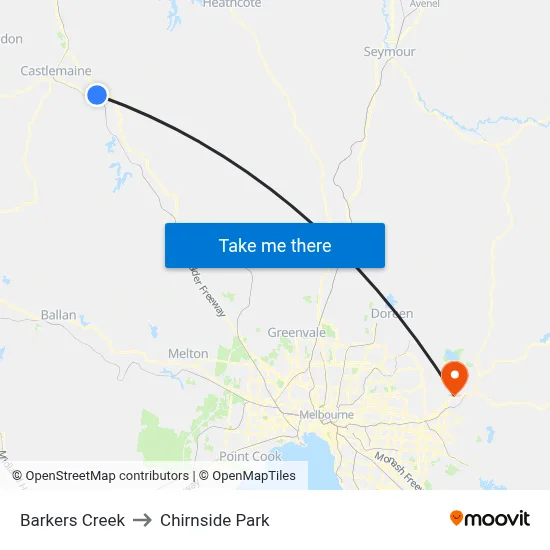 Barkers Creek to Chirnside Park map