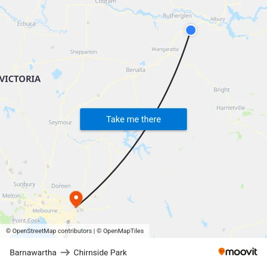 Barnawartha to Chirnside Park map