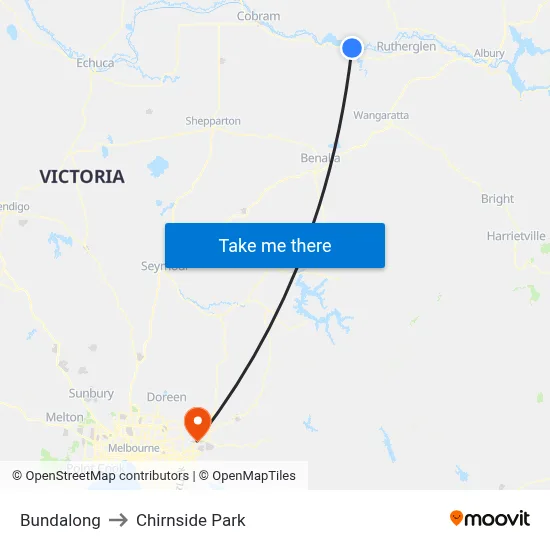 Bundalong to Chirnside Park map
