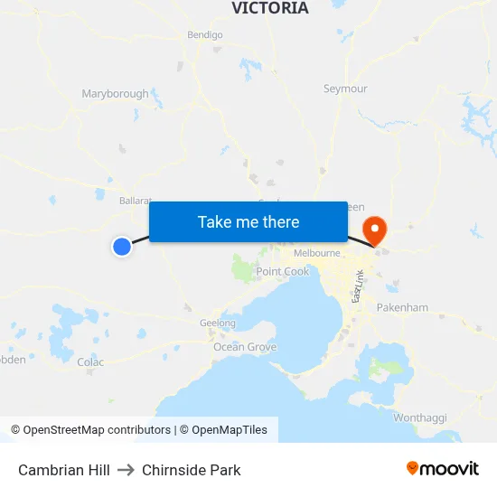 Cambrian Hill to Chirnside Park map