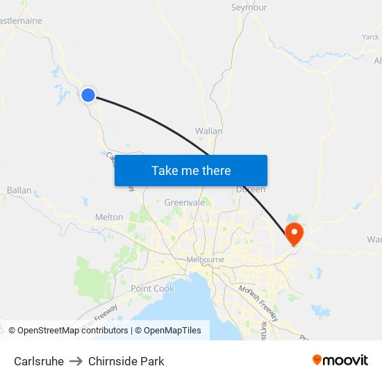 Carlsruhe to Chirnside Park map