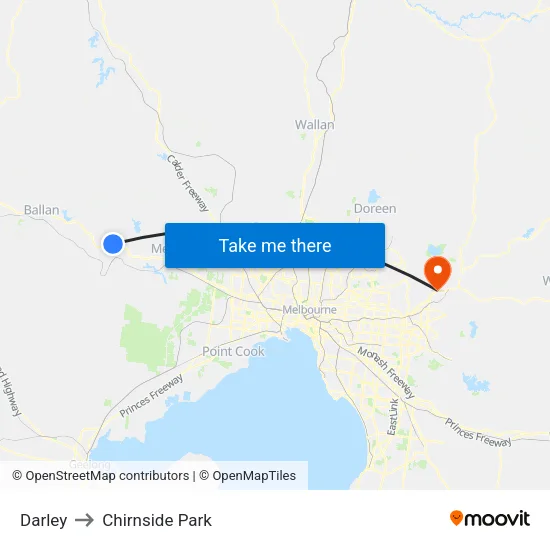 Darley to Chirnside Park map