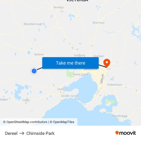 Dereel to Chirnside Park map