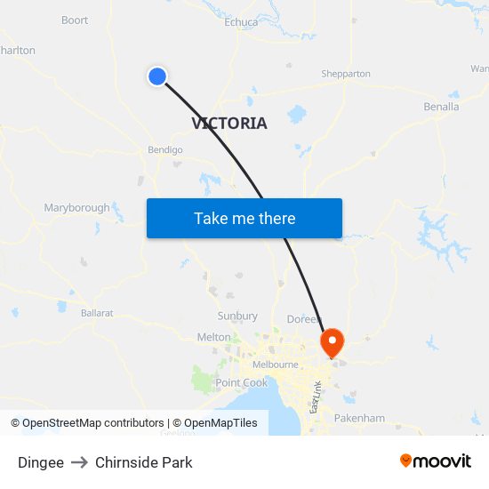 Dingee to Chirnside Park map