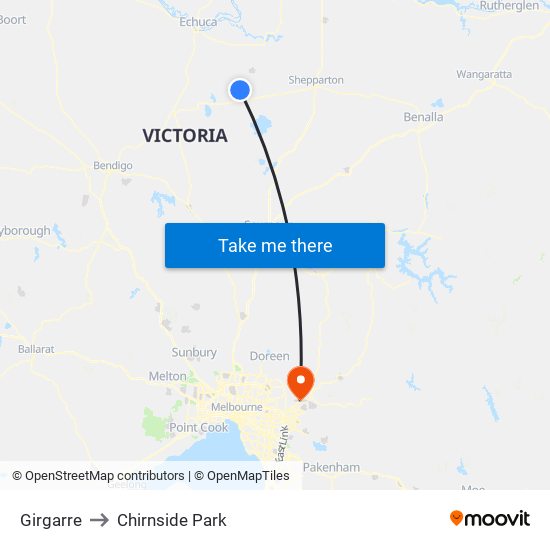 Girgarre to Chirnside Park map