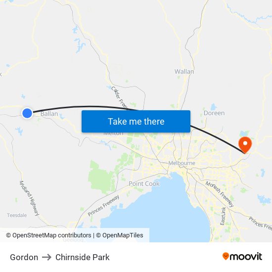 Gordon to Chirnside Park map