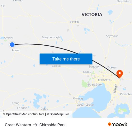 Great Western to Chirnside Park map