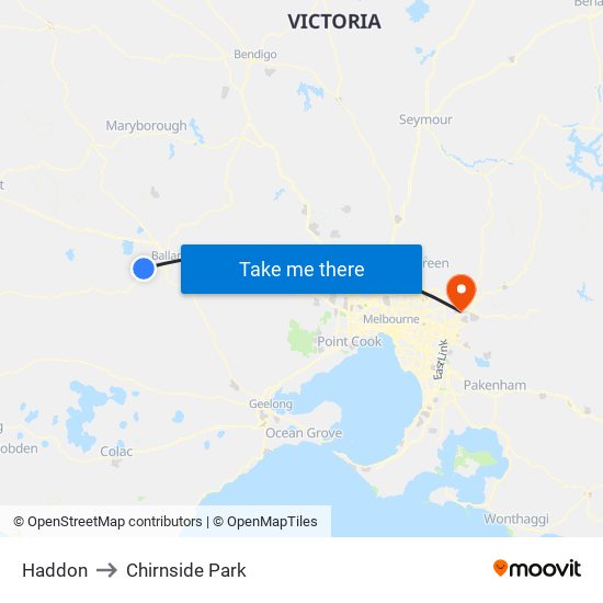 Haddon to Chirnside Park map