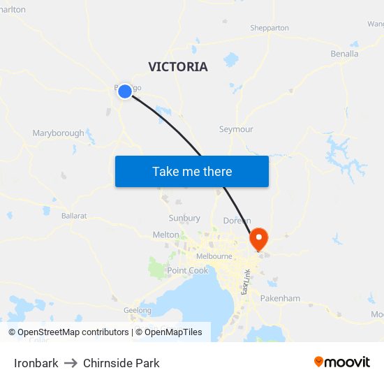 Ironbark to Chirnside Park map