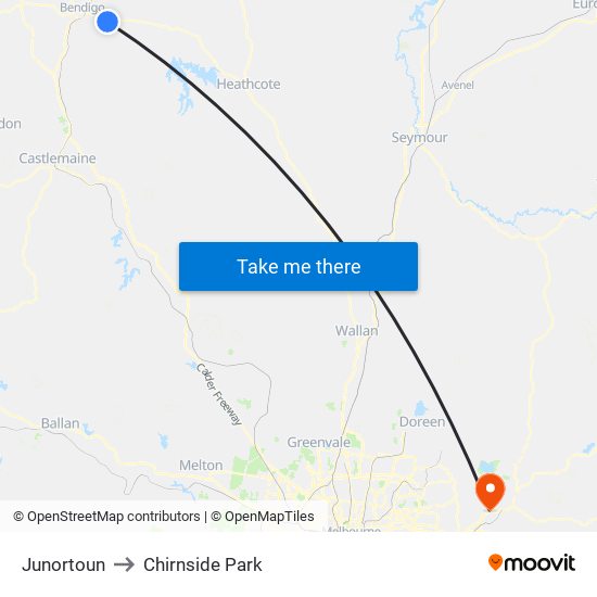 Junortoun to Chirnside Park map