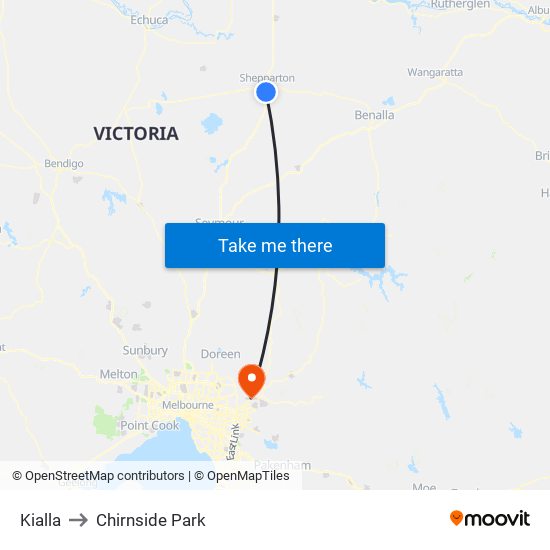 Kialla to Chirnside Park map