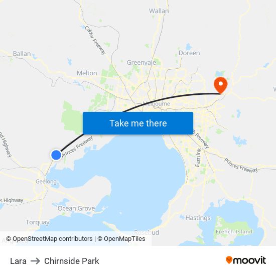 Lara to Chirnside Park map