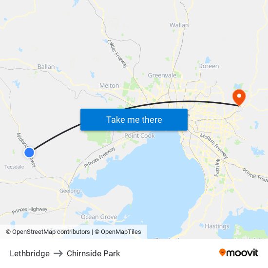 Lethbridge to Chirnside Park map