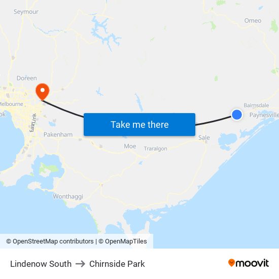 Lindenow South to Chirnside Park map