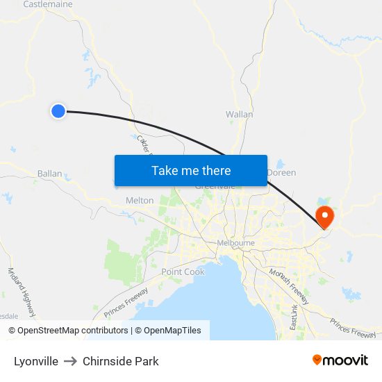 Lyonville to Chirnside Park map
