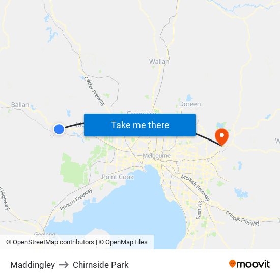 Maddingley to Chirnside Park map
