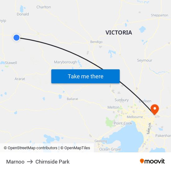 Marnoo to Chirnside Park map
