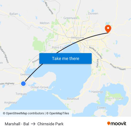 Marshall - Bal to Chirnside Park map