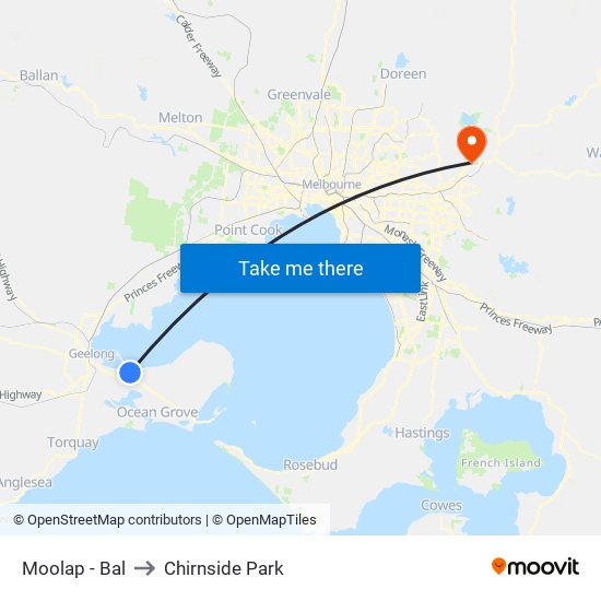 Moolap - Bal to Chirnside Park map