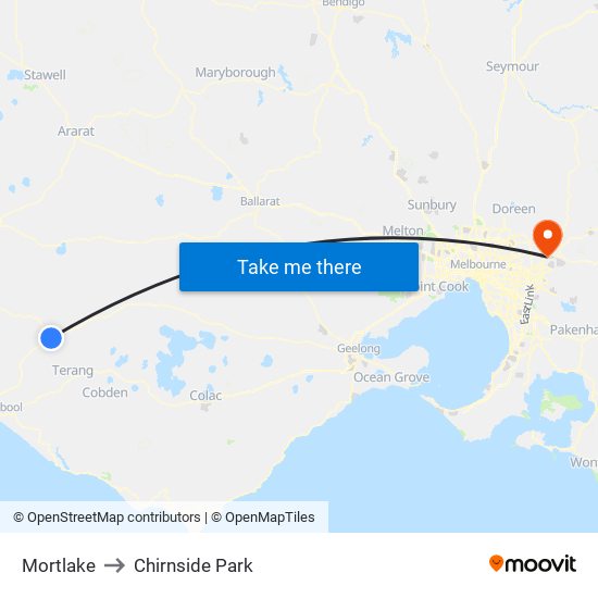 Mortlake to Chirnside Park map