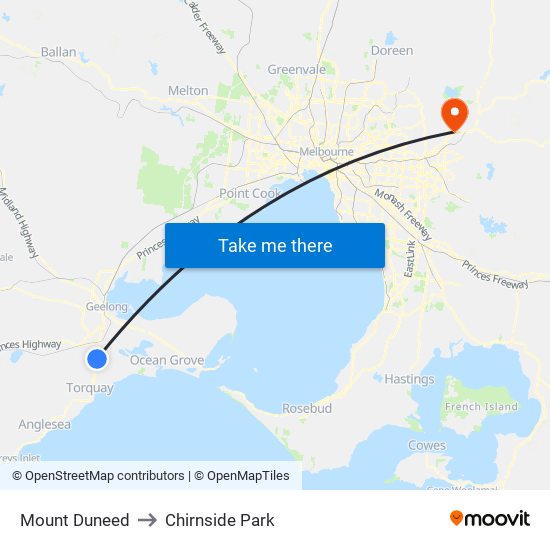 Mount Duneed to Chirnside Park map