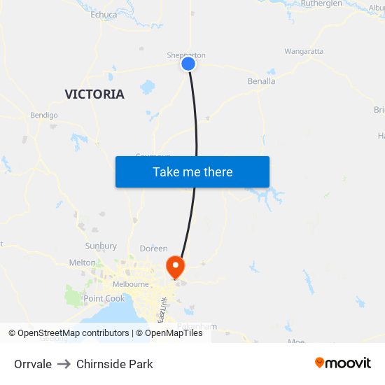 Orrvale to Chirnside Park map