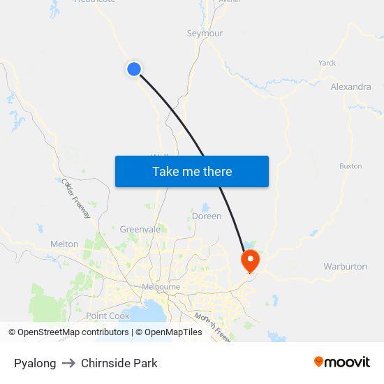 Pyalong to Chirnside Park map