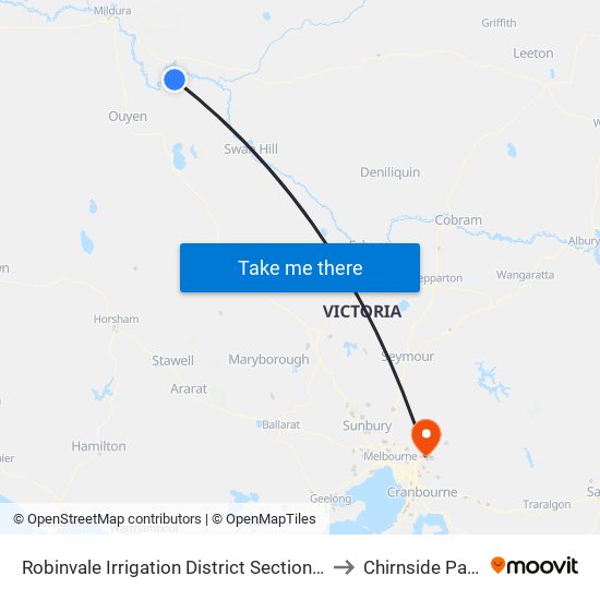 Robinvale Irrigation District Section B to Chirnside Park map