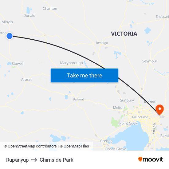 Rupanyup to Chirnside Park map