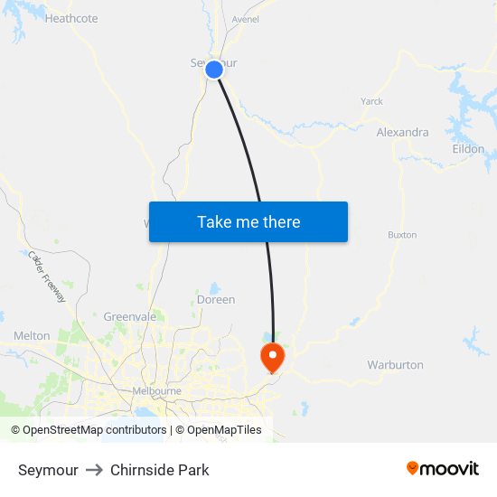 Seymour to Chirnside Park map