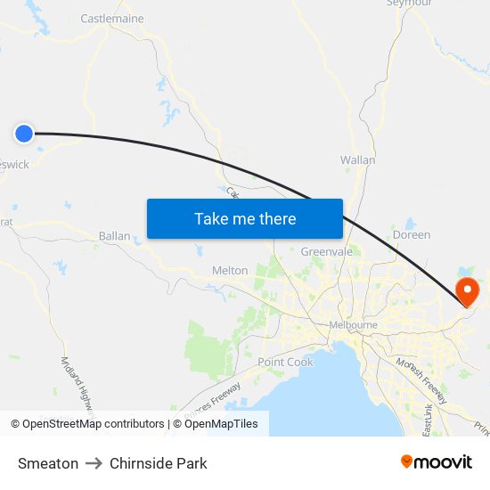 Smeaton to Chirnside Park map