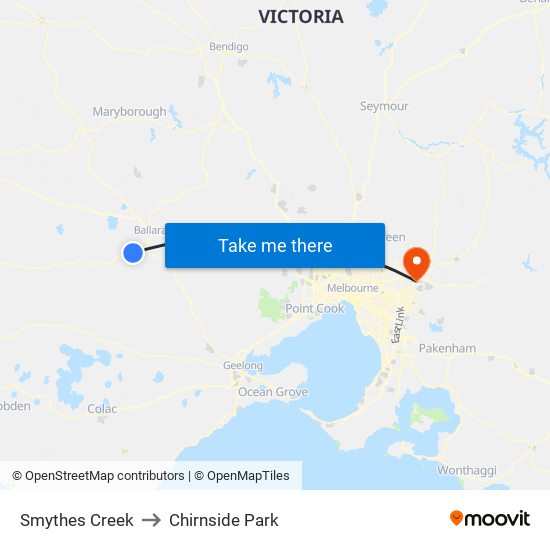 Smythes Creek to Chirnside Park map