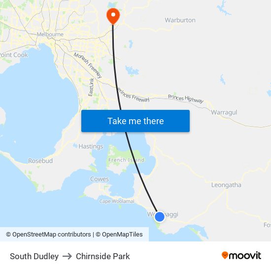 South Dudley to Chirnside Park map