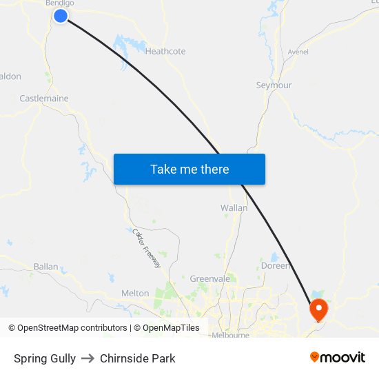 Spring Gully to Chirnside Park map