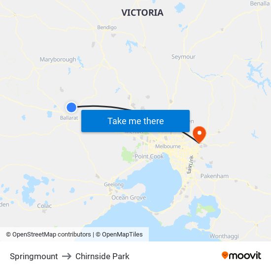 Springmount to Chirnside Park map