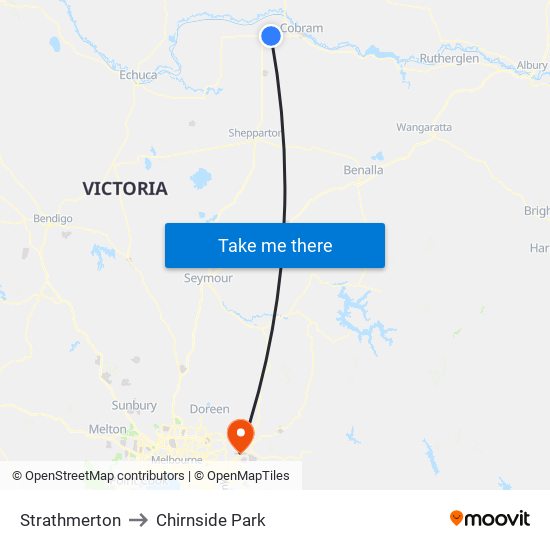 Strathmerton to Chirnside Park map