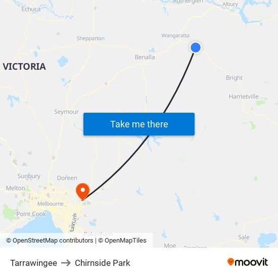 Tarrawingee to Chirnside Park map