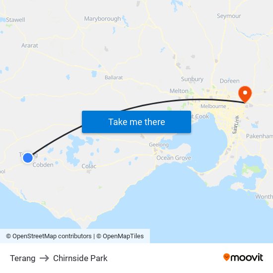 Terang to Chirnside Park map