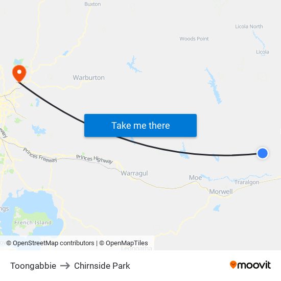 Toongabbie to Chirnside Park map