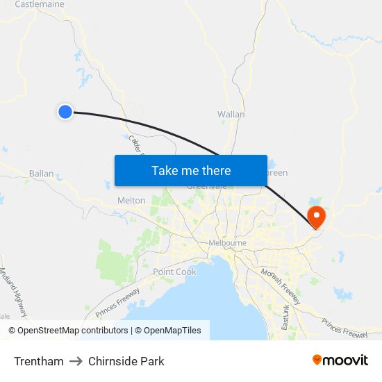 Trentham to Chirnside Park map