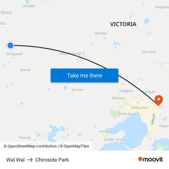 Wal Wal to Chirnside Park map