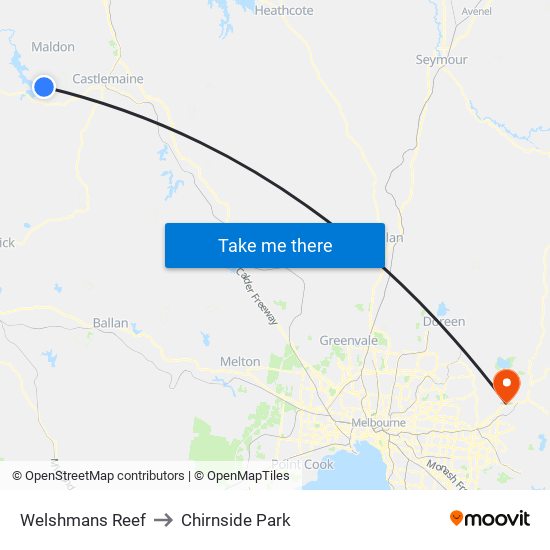 Welshmans Reef to Chirnside Park map