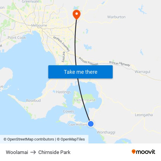 Woolamai to Chirnside Park map