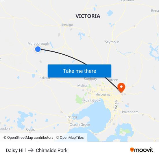 Daisy Hill to Chirnside Park map