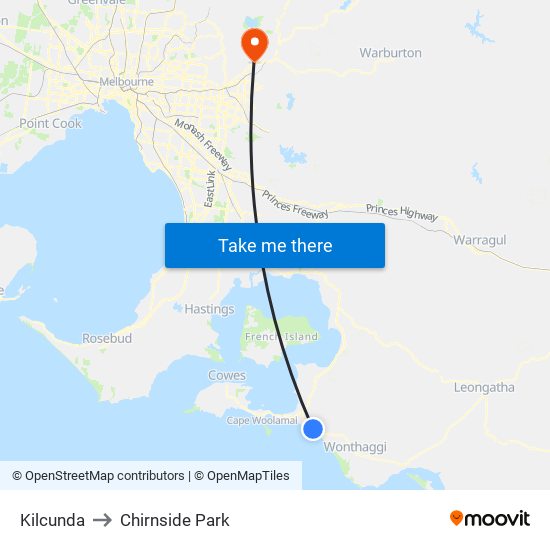 Kilcunda to Chirnside Park map