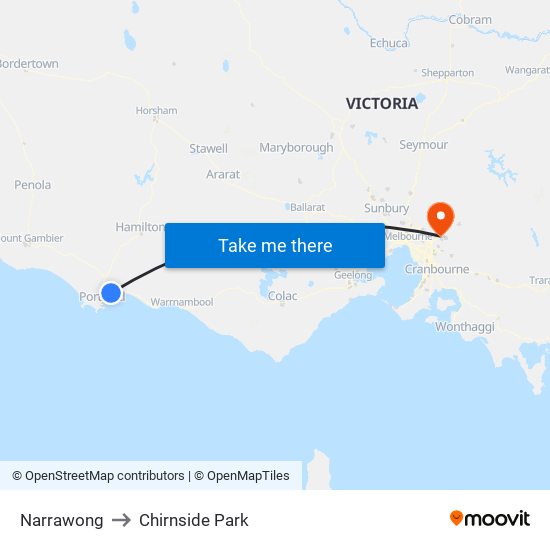 Narrawong to Chirnside Park map