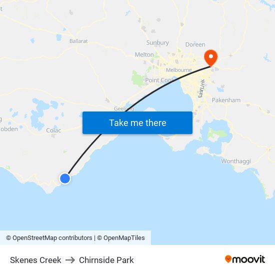 Skenes Creek to Chirnside Park map