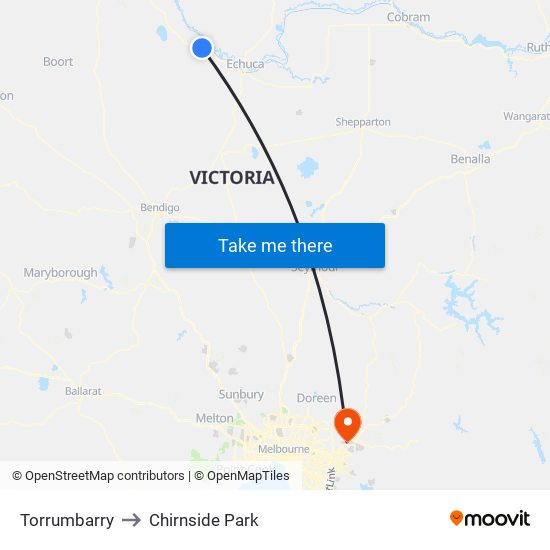Torrumbarry to Chirnside Park map